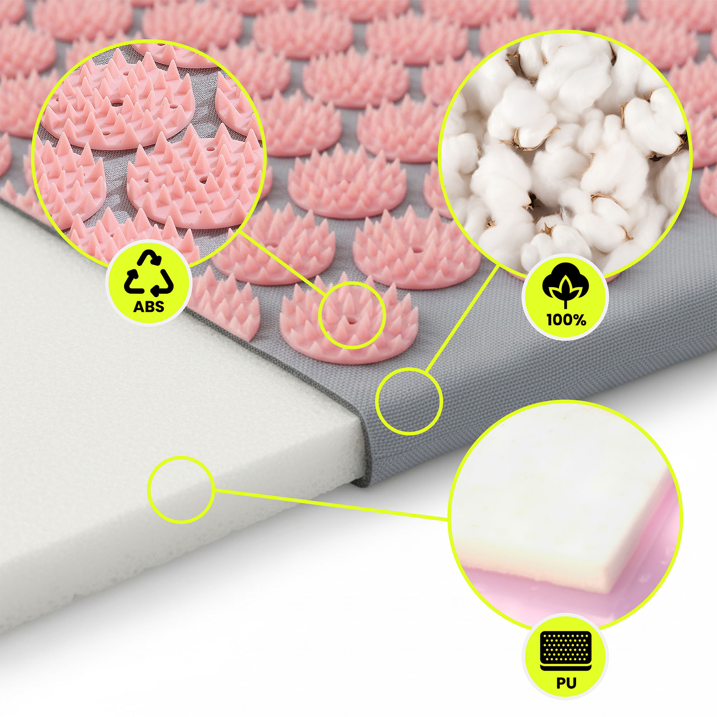 Akupunktiomatto tyynyllä ja päällisellä - 72 cm HyperMotion harmaa ja pinkki