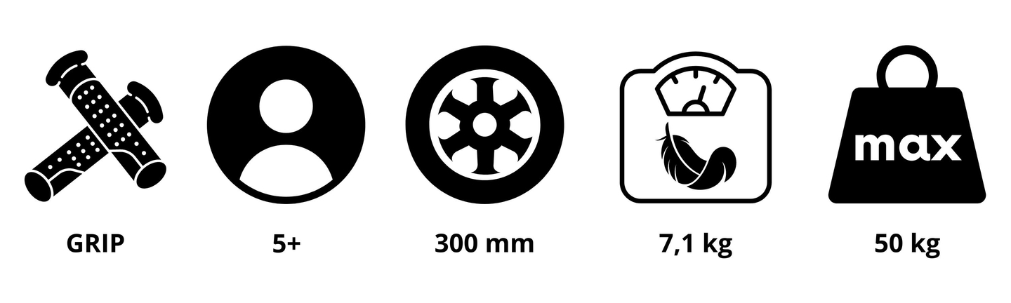 HyperMotion VIVA 12 skootteri (30cm pumpatut pyörät) - Musta