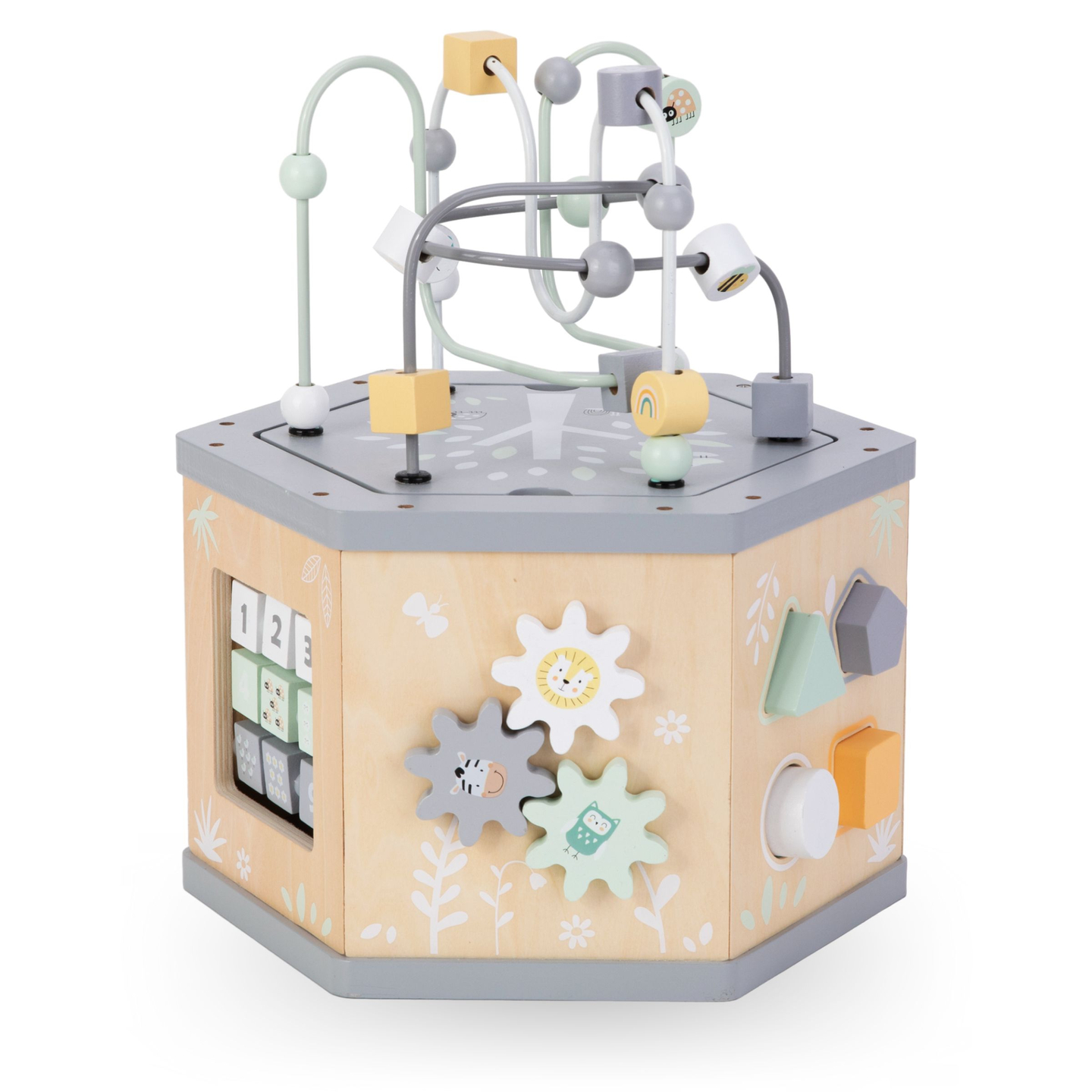 Vuorovaikutteinen 7-in-1 puinen opetuskuutio - motorinen silmukka