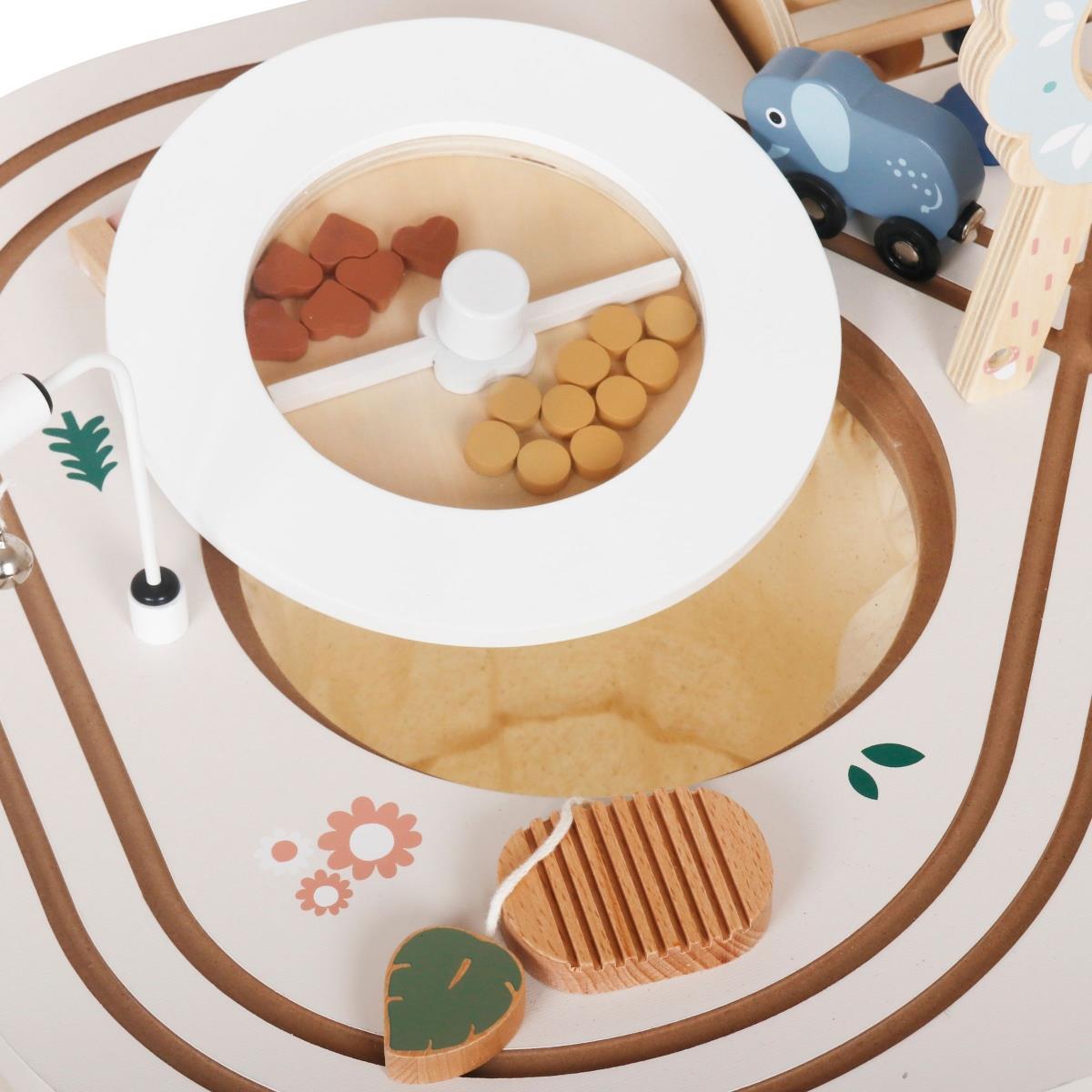 Opetuspuupöytä 10in1, jossa on eläimiä ja juna