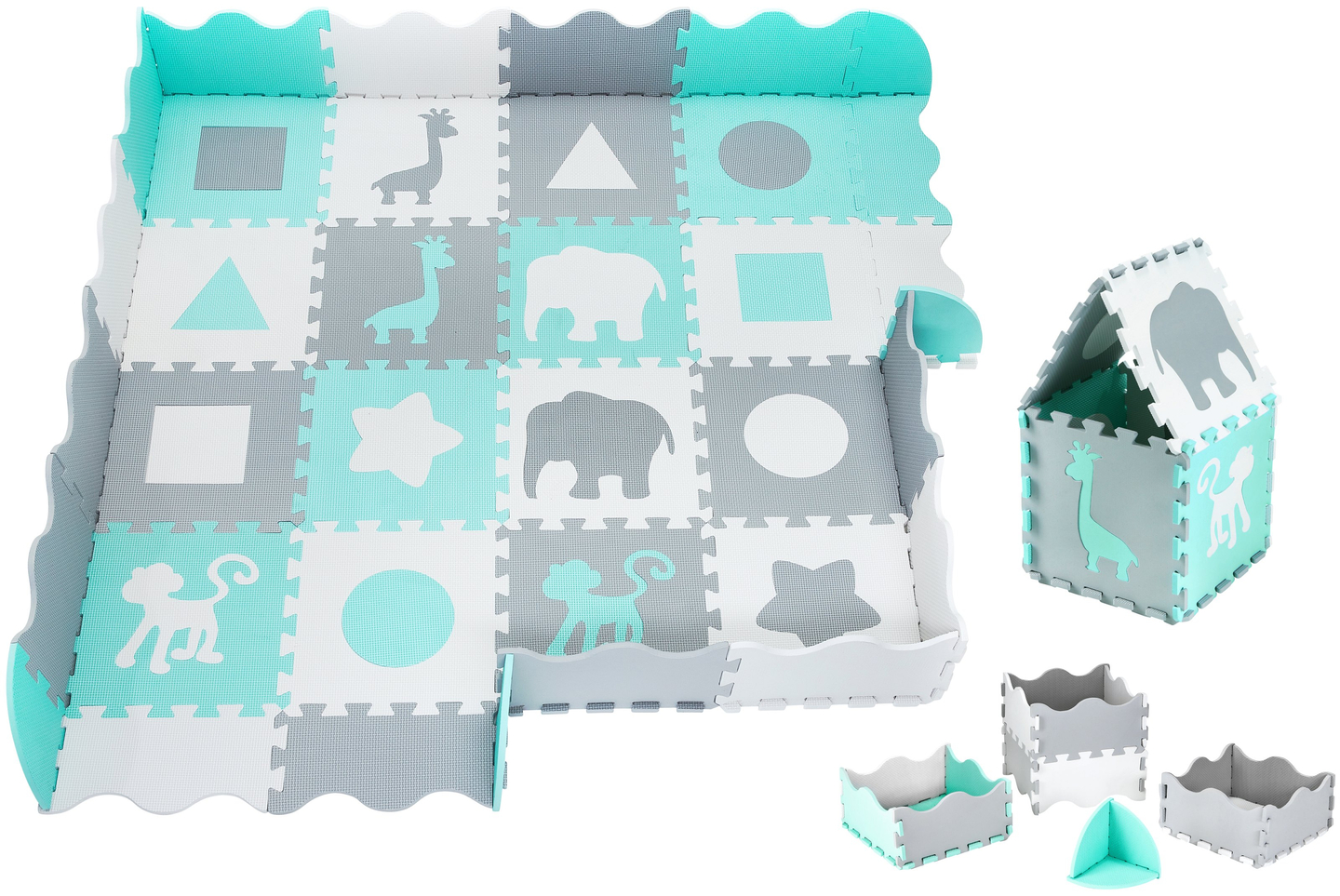 Vaahtomuovimatto XL 150 x 150 x 1cm reunuksella - EVA vaahtomuovi - mintunvärinen