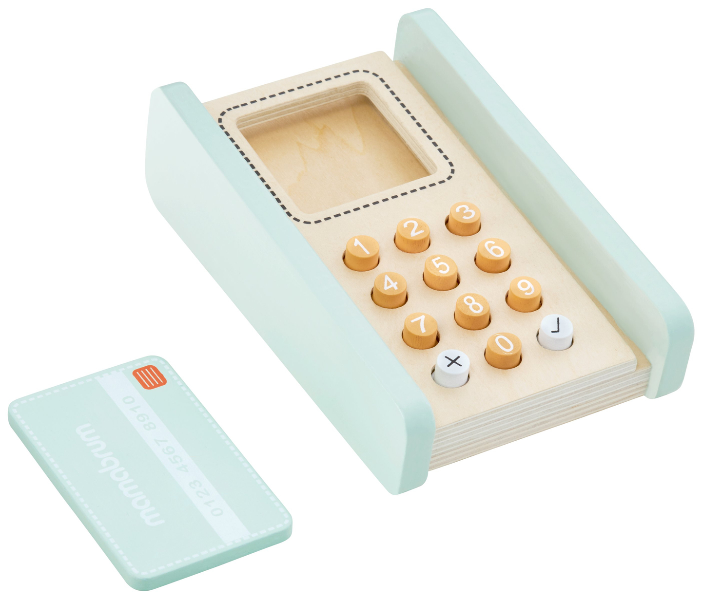 Suuri puukauppa - koju ja teatteri 2 in 1, jossa on vaaka, maksupääte, hedelmiä ja vihanneksia