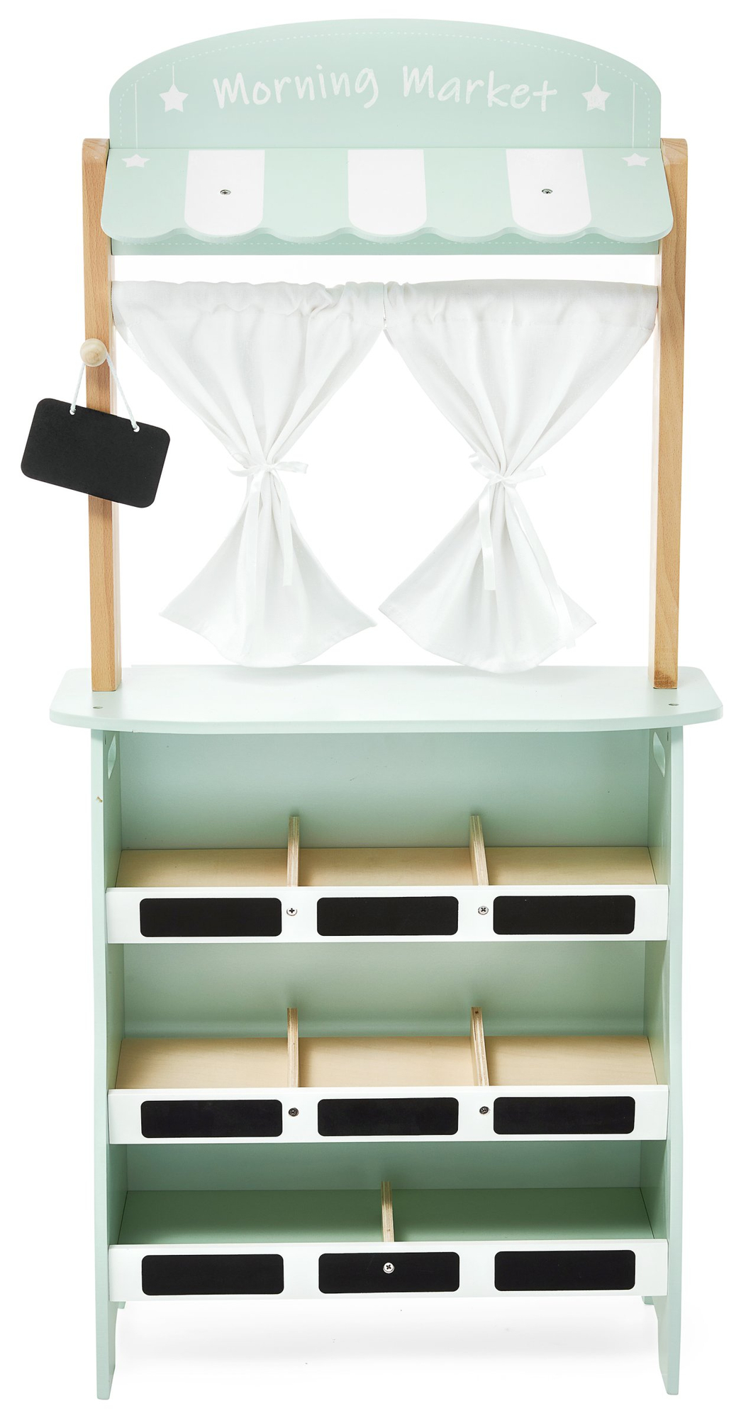 Suuri puukauppa - koju ja teatteri 2 in 1, jossa on vaaka, maksupääte, hedelmiä ja vihanneksia