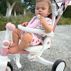 8in1 monitoiminen kolmipyörä TOBI FOREST - vaaleanpunainen