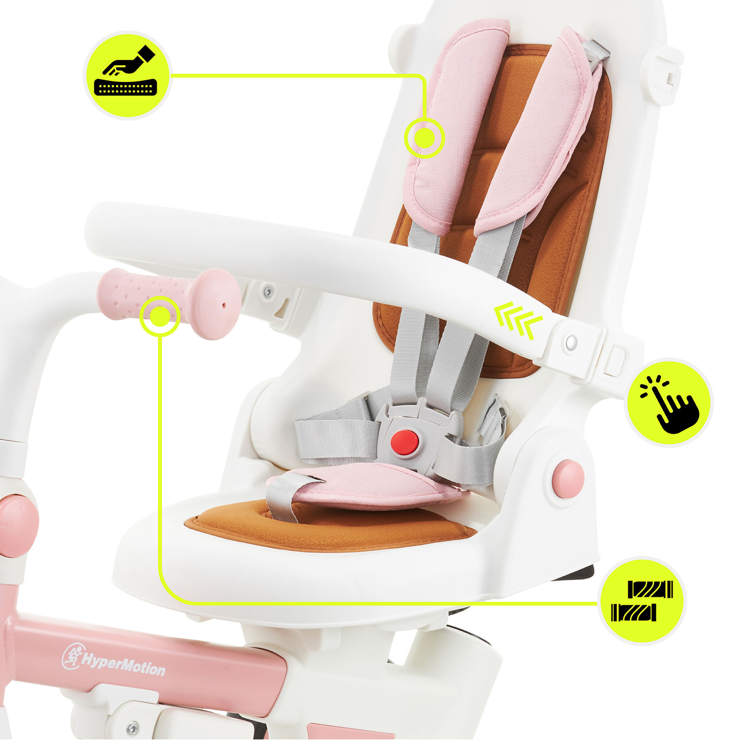 8in1 monitoiminen kolmipyörä TOBI FOREST - vaaleanpunainen