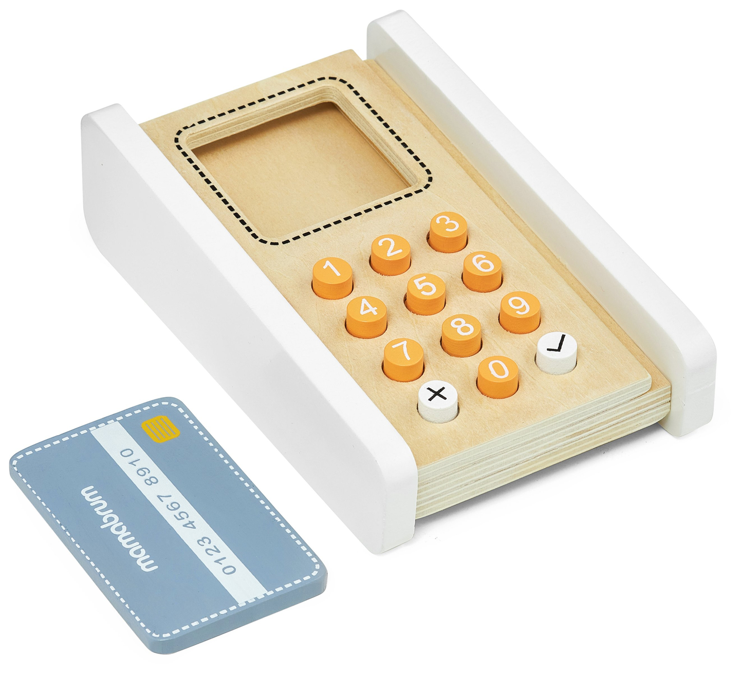 Minimarketti - kauppa, jossa on vaaka, terminaali, maksukortti ja hedelmiä