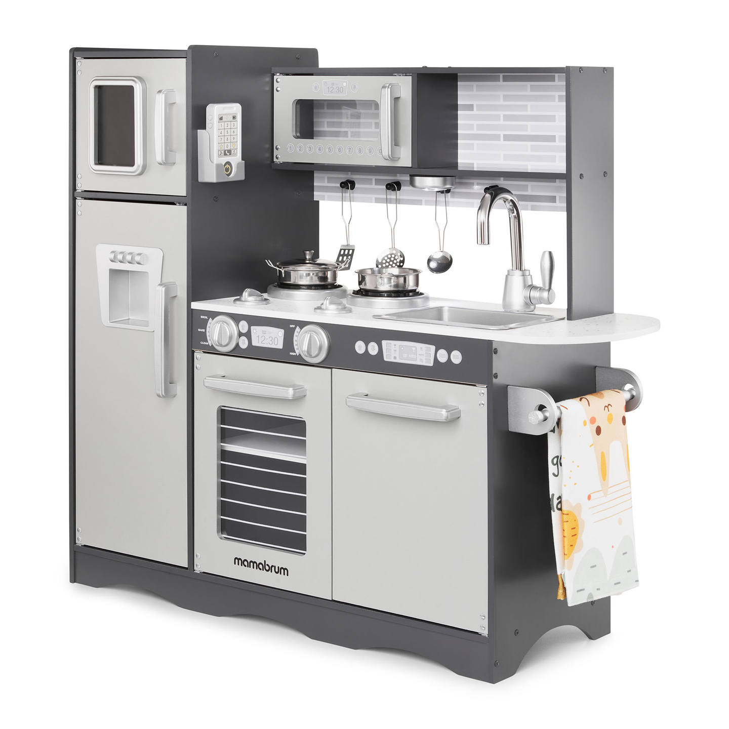 XXL puinen keittiö LED-valaistuksella, esiliina ja lisävarusteet