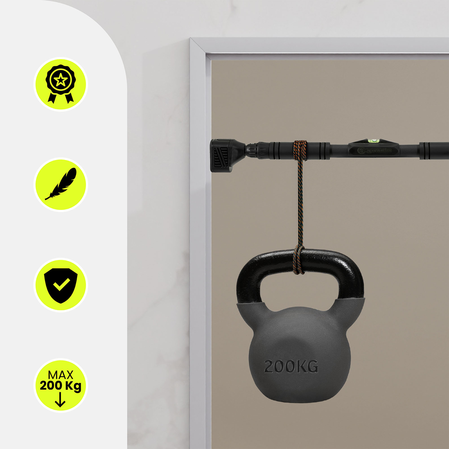 HyperMotion säädettävä leuanvetotanko 74-100 cm, 200 kg, musta