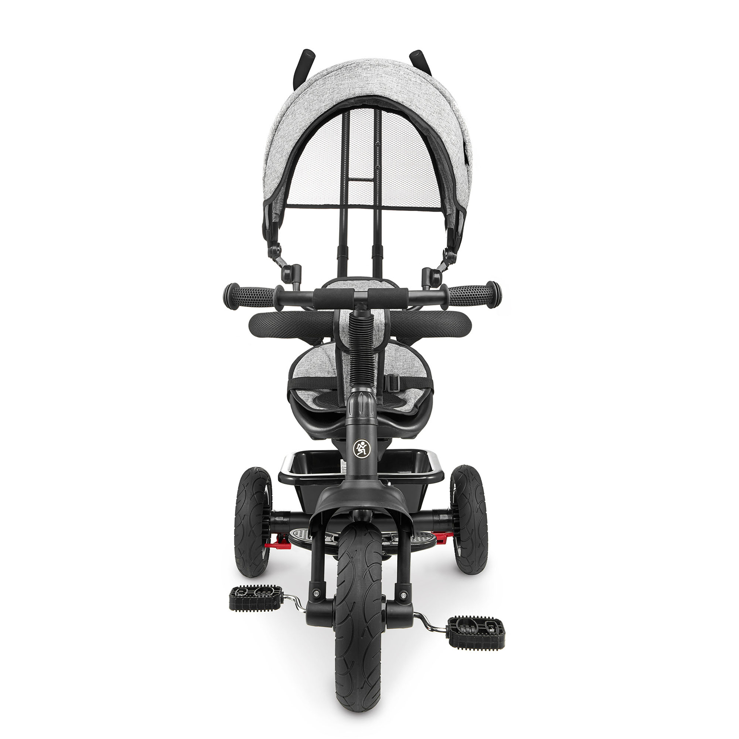 Kolmipyörä 1-4-vuotiaille lapsille - TOBI FREY - harmaa väri - kääntyvä - pumpatut pyörät + työntöaisa