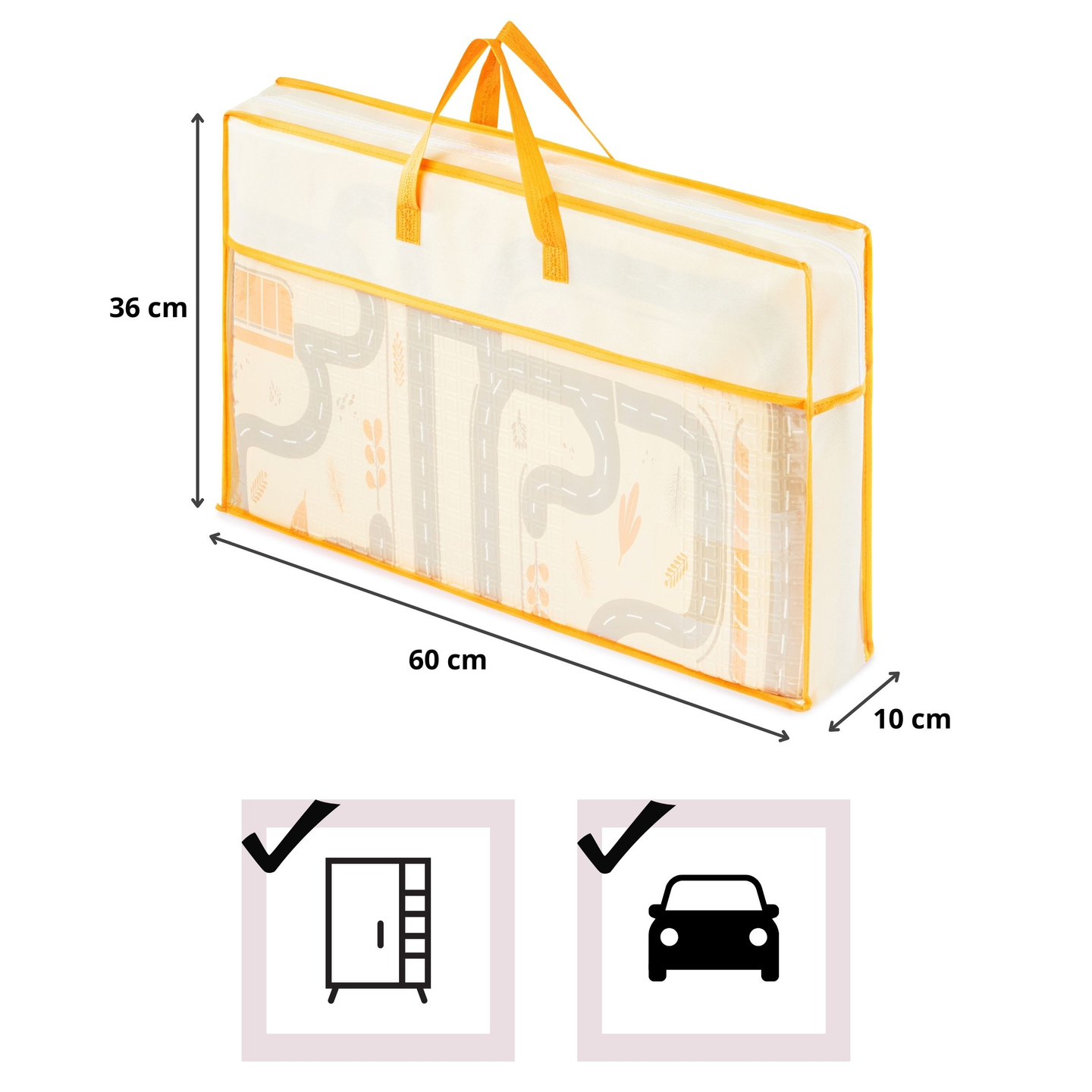 Kaksipuolinen taitettava vaahtomuovimatto 180 x 120 x 1 cm - Magic Forest/Autumn Streets - boho