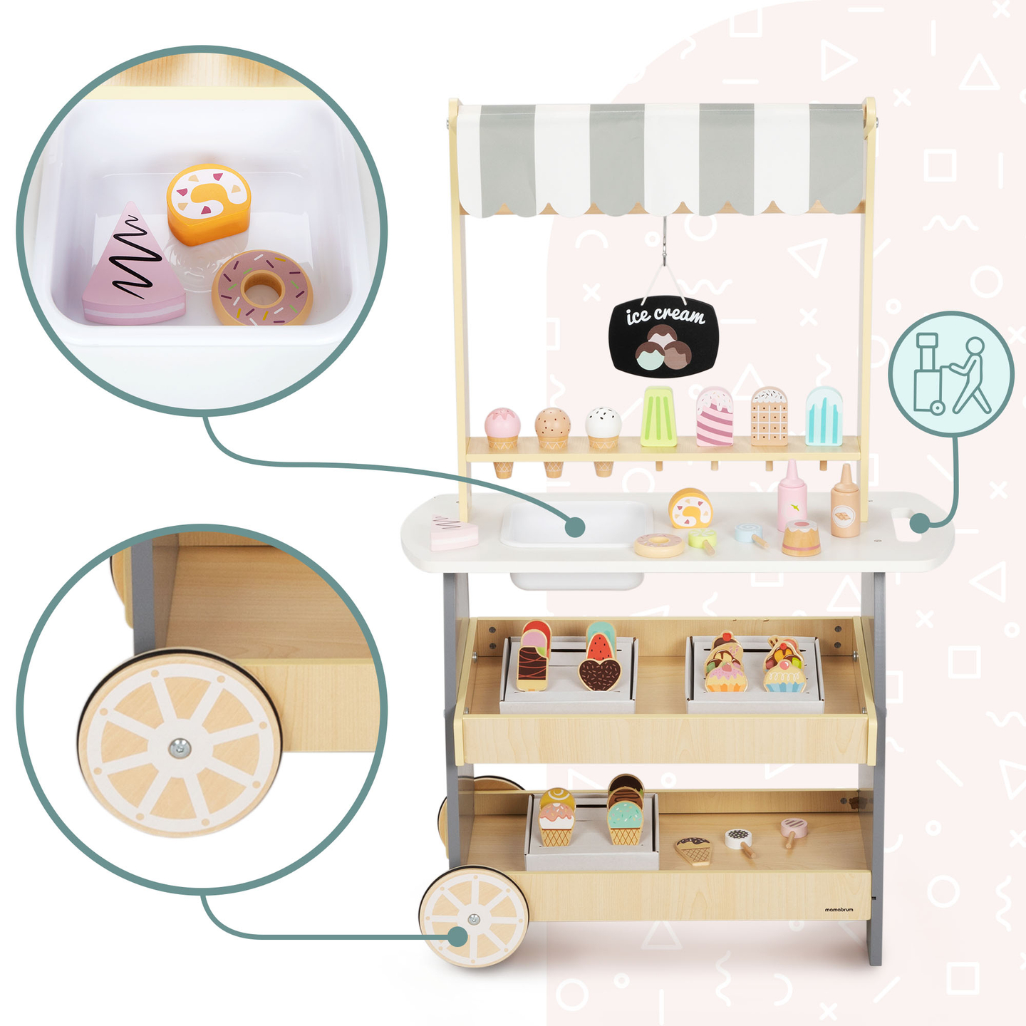 Puinen jäätelöbaari pyörillä - jäätelövaunu - jäätelövaunu