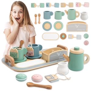 Suuri puinen teesetti tarjottimella - 18 tuotetta