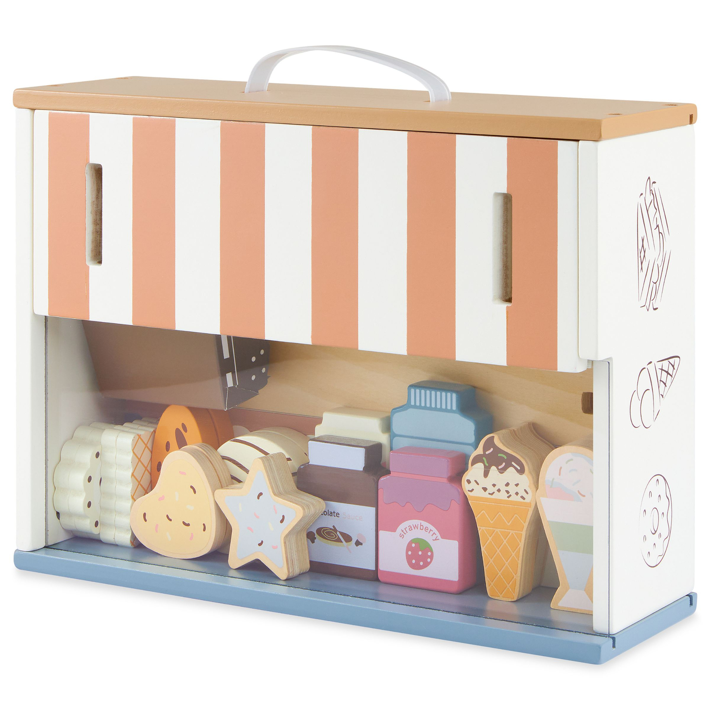 Taitettava puinen myymälä - kahvila, konditoria tarvikkeineen