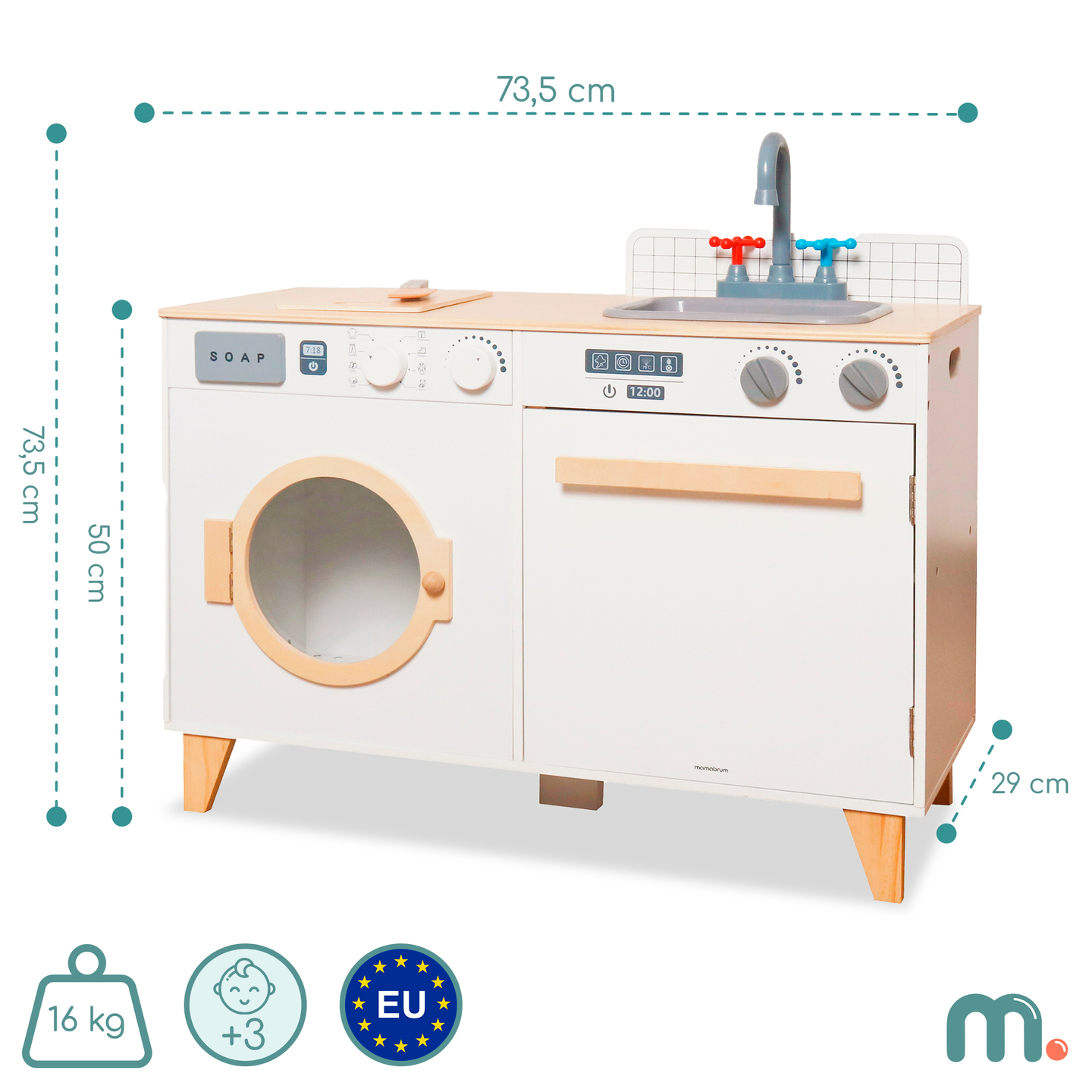 Puinen pesula ja keittiö - 2-in-1 kodin setti lapsille