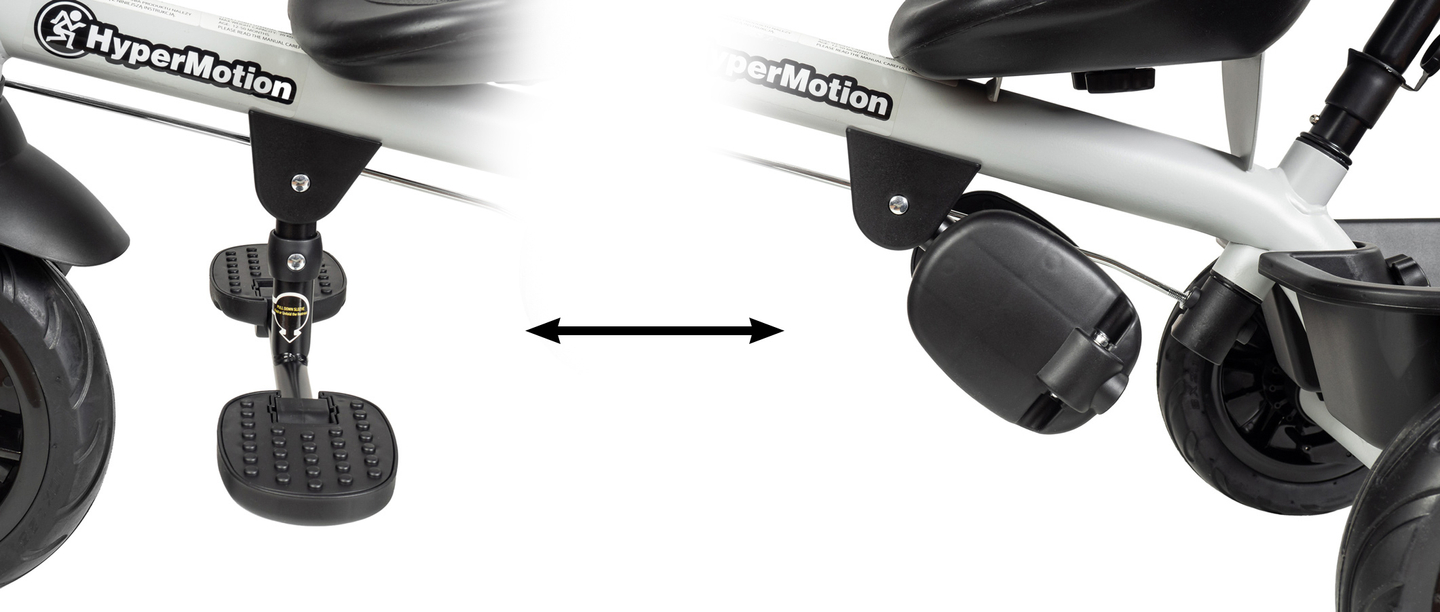 HyperMotion TOBI VECTOR kolmipyörä - ikuiset puhallettavat pyörät + työntötanko. Väri: musta.