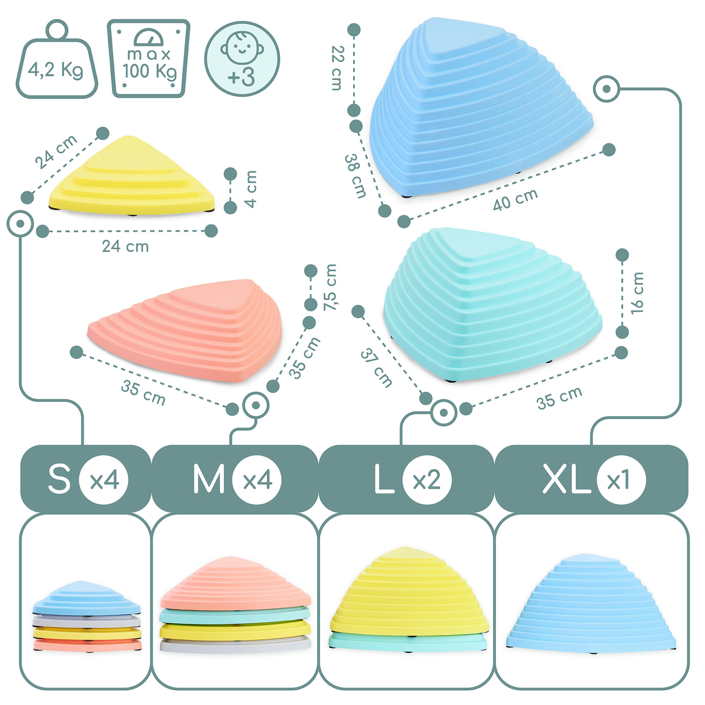Värilliset tasapainokivet - 11 kpl