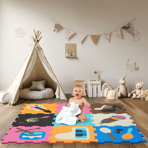 Opettavainen vaahtomuovinen palapelimatto 90 x 90 x 1cm - EVA vaahtomuovi - muotoilu: välineet