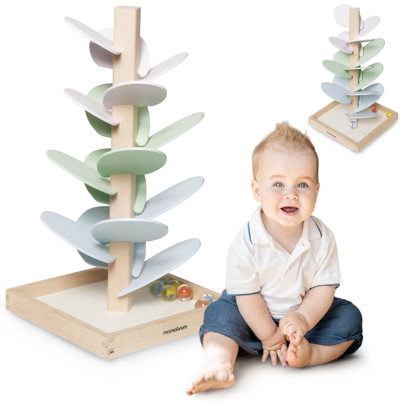 Puinen kulodromi - äänipuu pallojen kanssa