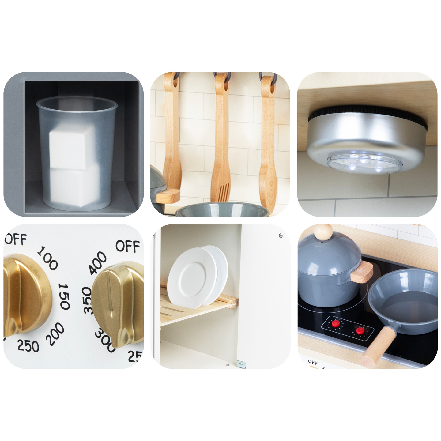 Interaktiivinen XXL-puinen keittiö lisävarusteilla ja LED-valaistuksella - kaksitasoinen