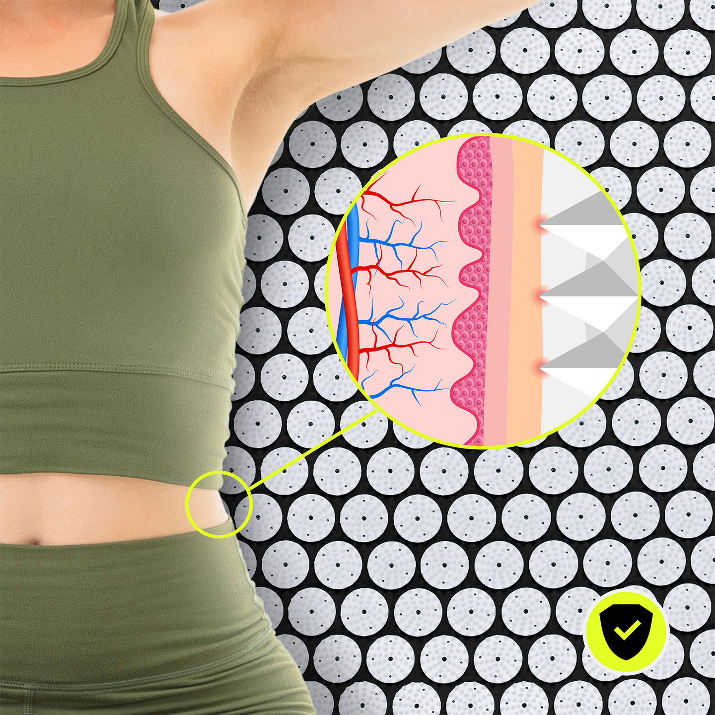 Akupunktiomatto tyynyllä ja päällisellä - 72 cm HyperMotion mustavalkoinen