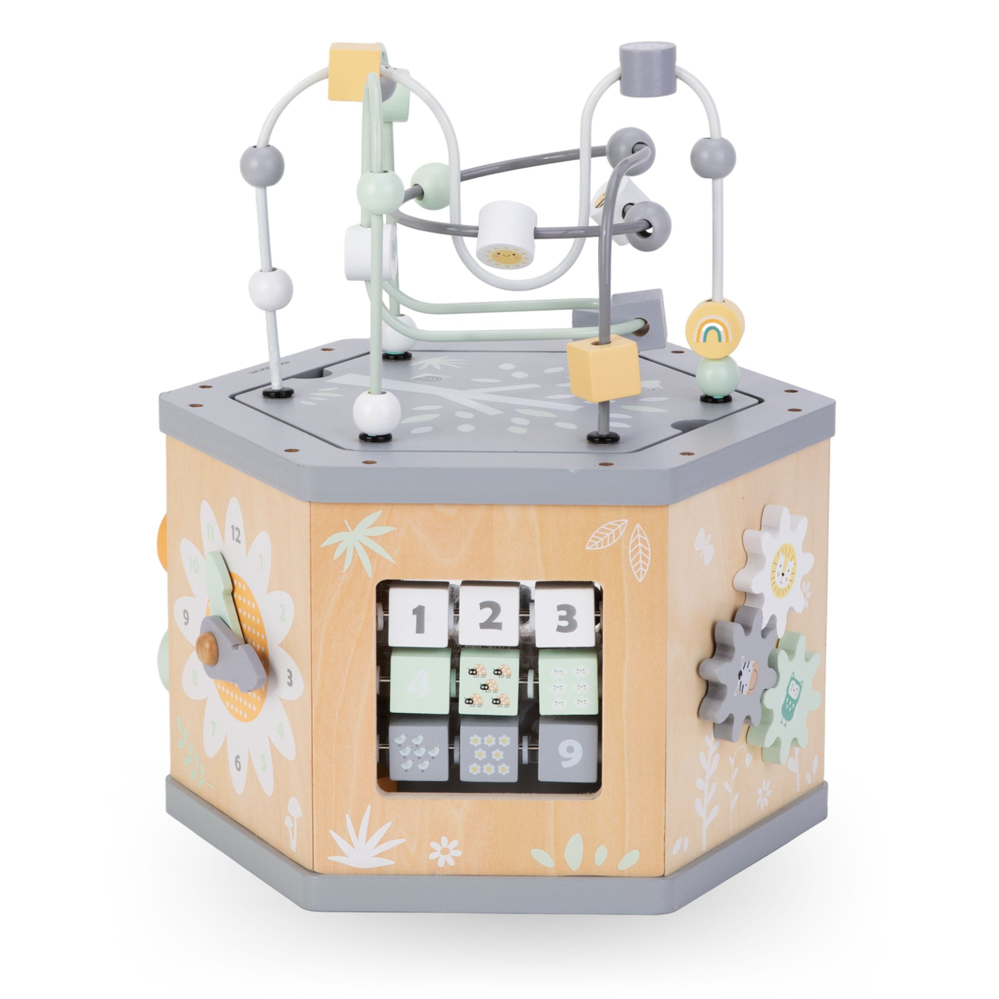 Vuorovaikutteinen 7-in-1 puinen opetuskuutio - motorinen silmukka