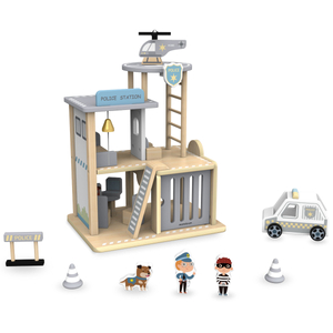 Puinen poliisiasema tarvikkeineen