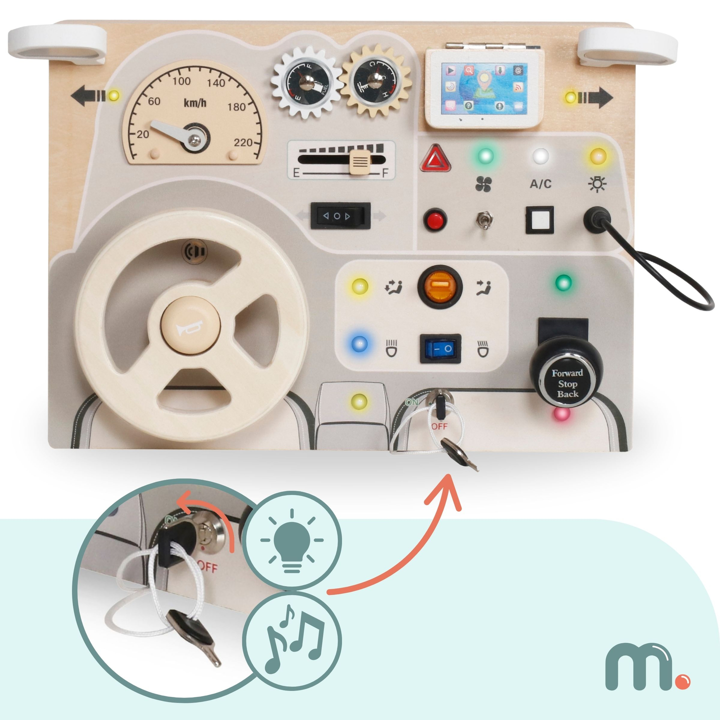 Montessori puinen leikkilauta pienille lapsille - auton kojelauta