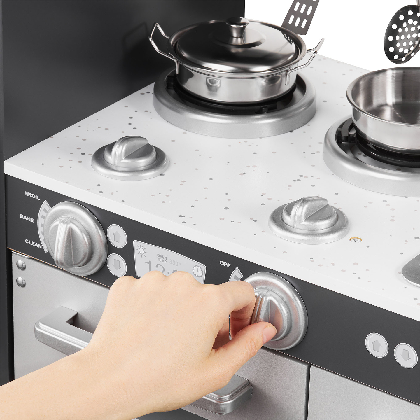 XXL puinen keittiö LED-valaistuksella, esiliina ja lisävarusteet