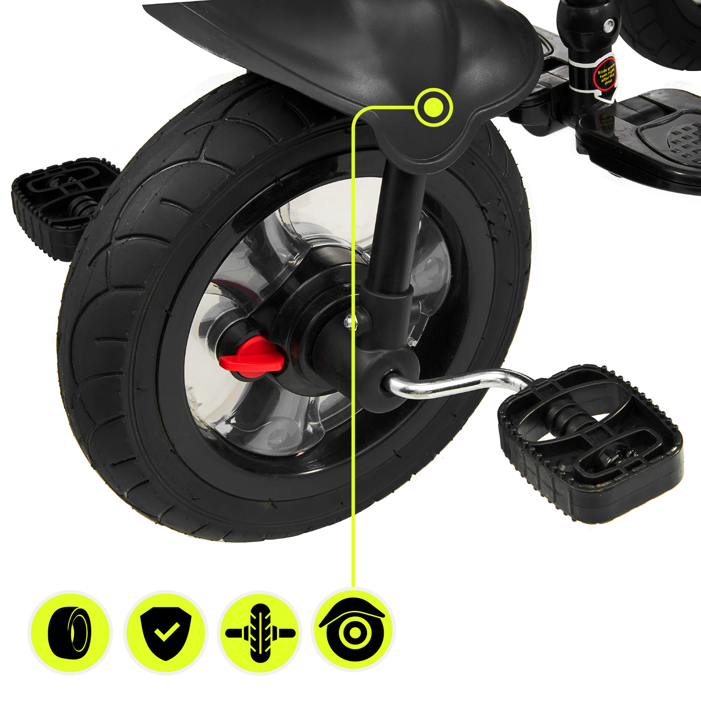 Kolmipyörä 1-4-vuotiaille lapsille - TOBI FREY - vaaleanpunainen väri - kääntyvä - pumpatut pyörät + työntöaisa