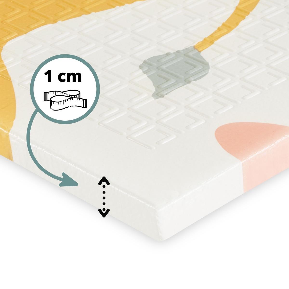 Kaksipuolinen kokoontaitettava vaahtomuovimatto 180 x 120 x 1cm - Eksoottiset elefantit / Hento harmaa