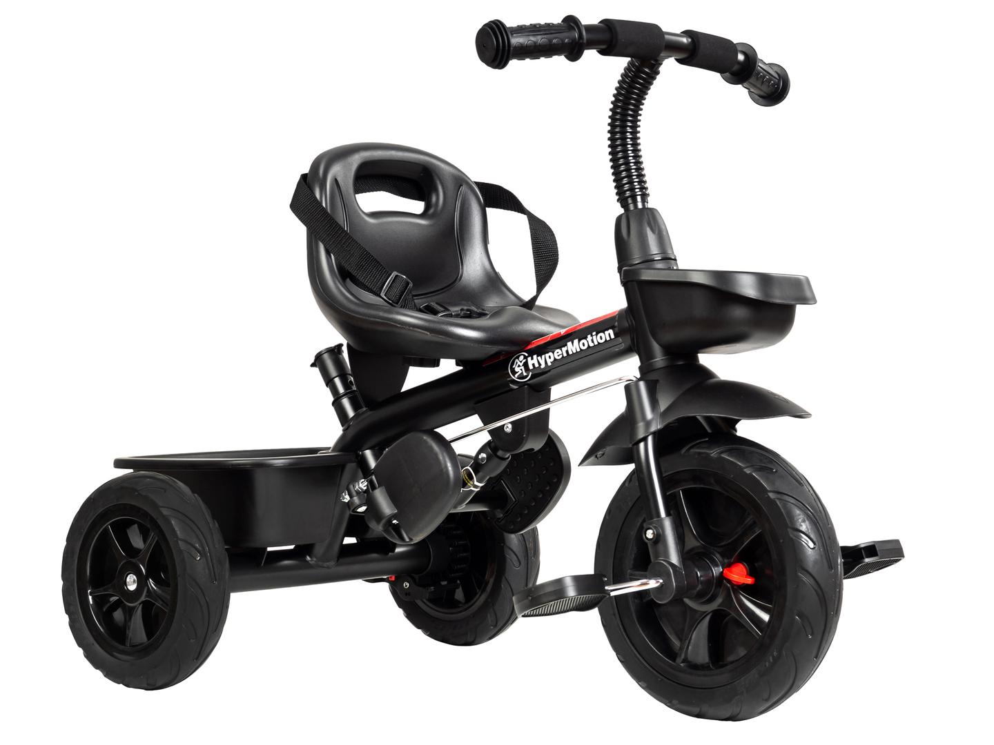 HyperMotion TOBI VECTOR kolmipyörä - ikuiset puhallettavat pyörät + työntötanko. Väri: musta.