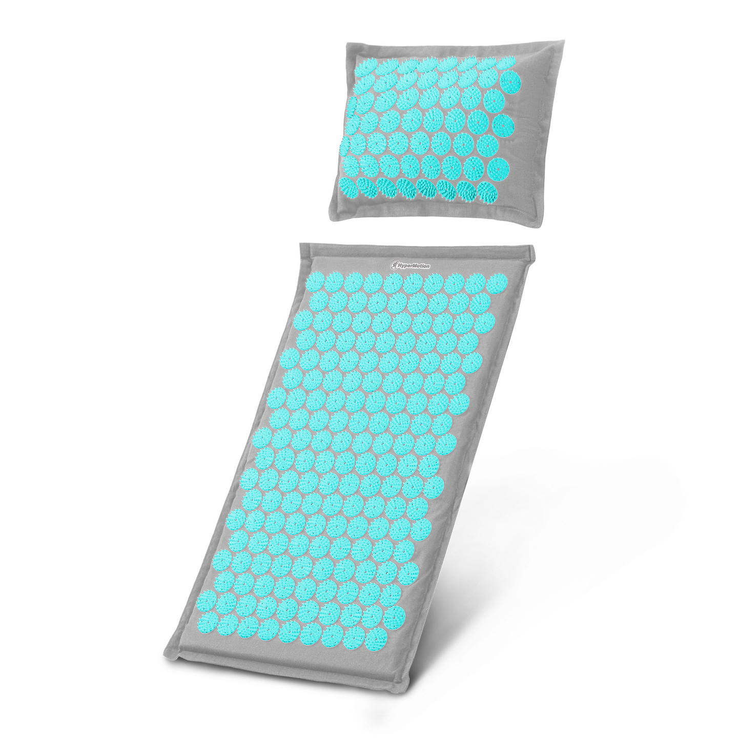 ECO-pellava-akupunktiomatto kookoskuidulla ja tattarityynyllä – 68 cm HyperMotion harmaa-minttu