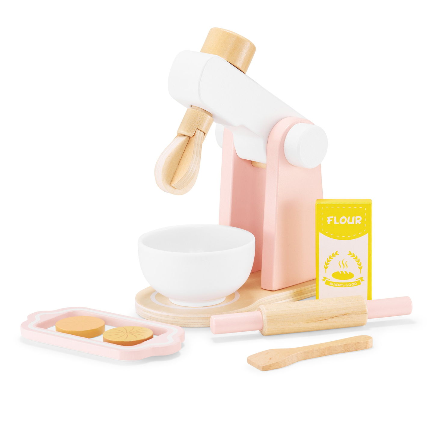 Puinen taikinasekoitin lisävarusteineen, lapsille