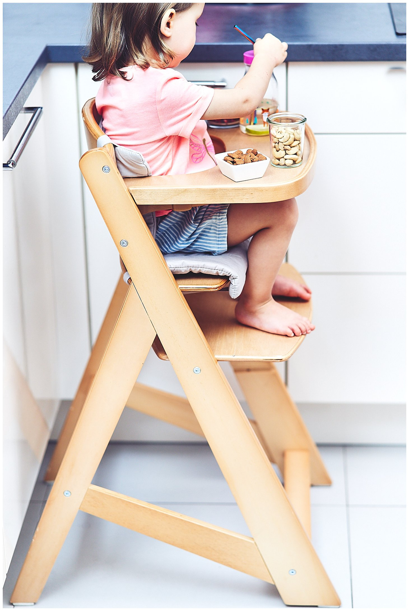 Puinen syöttötuoli Moby-System WOODY - luonnollinen puun väri