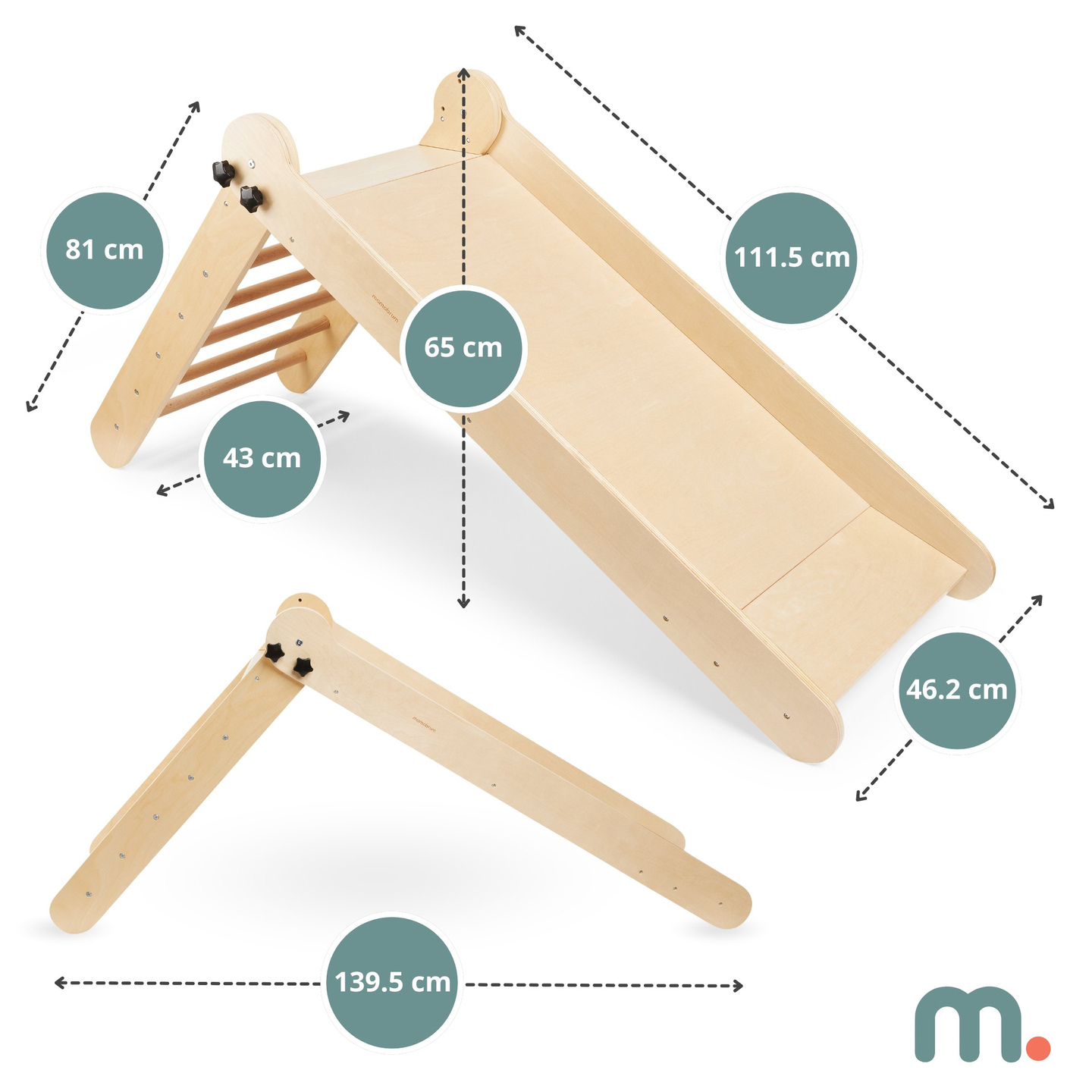Puinen liukumäki tikkailla lapsille