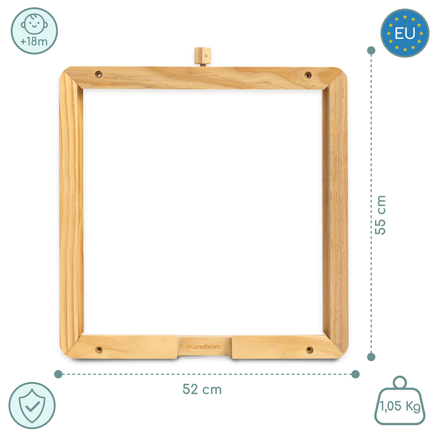 Puinen seinäkehys - Mamabrum-opetustaulujen kiinnittämiseen