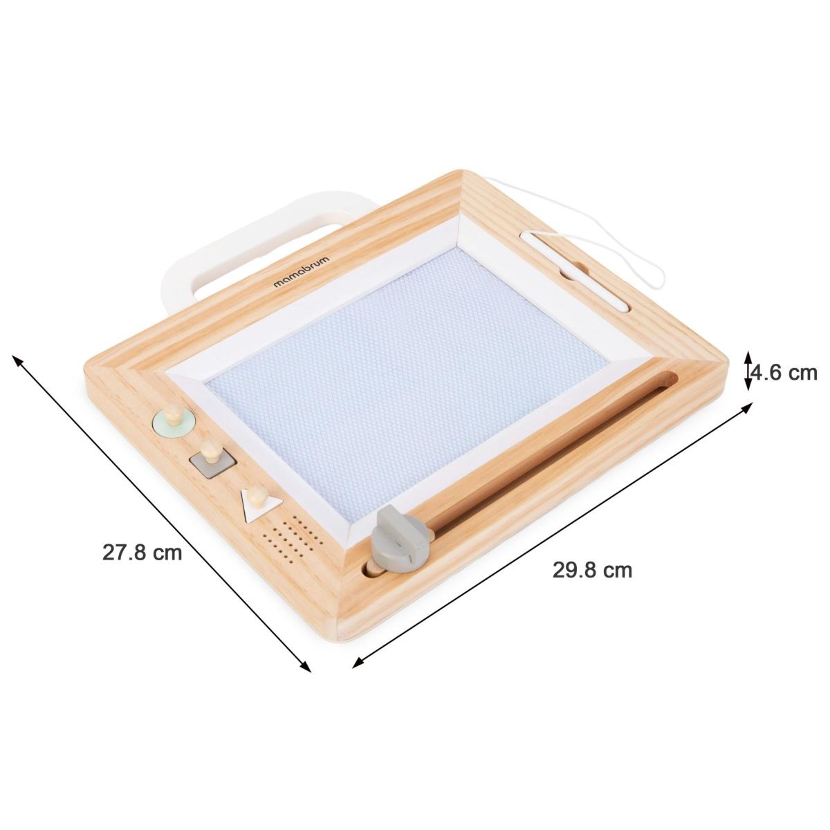 Puinen leikekirja, jossa leimat - piirustuslauta