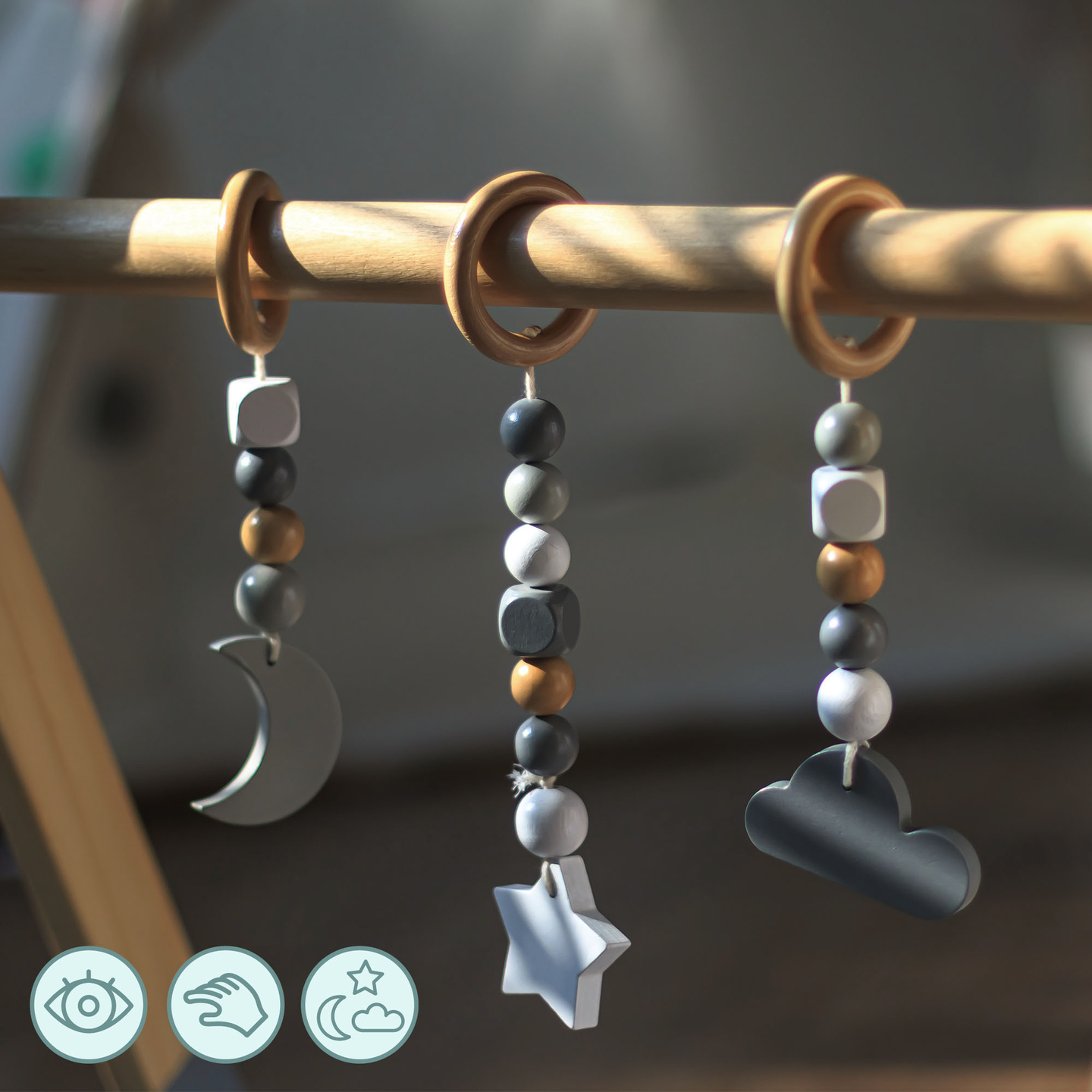 Baby Gym puinen kasvatusteline - väri harmaa