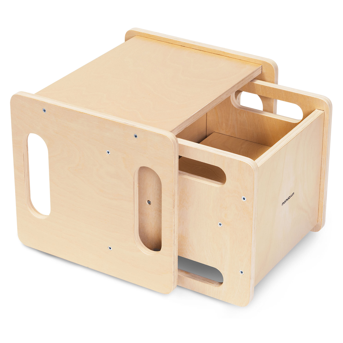 Puinen pöytä ja tuoli askelkivitoiminnolla – monitoiminen Montessori-setti lapsille