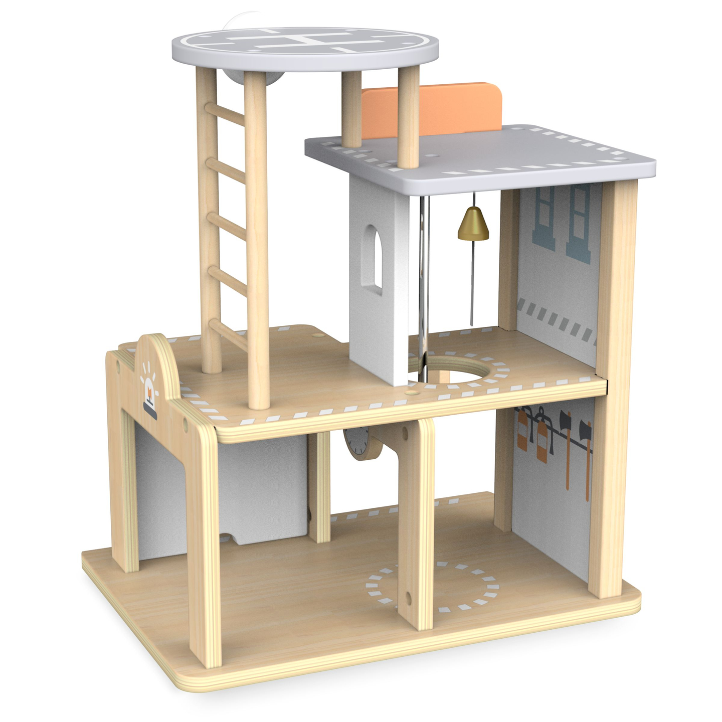 Puinen paloasema lisävarusteineen, palokunta