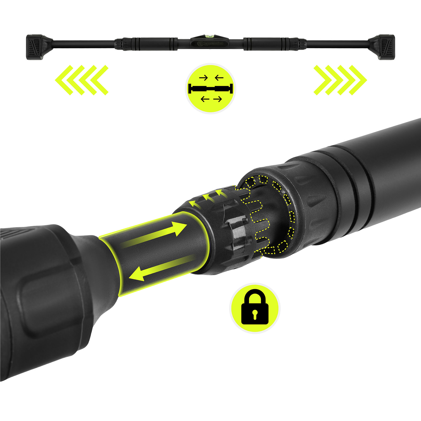 HyperMotion säädettävä leuanvetotanko 74-100 cm, 200 kg, musta