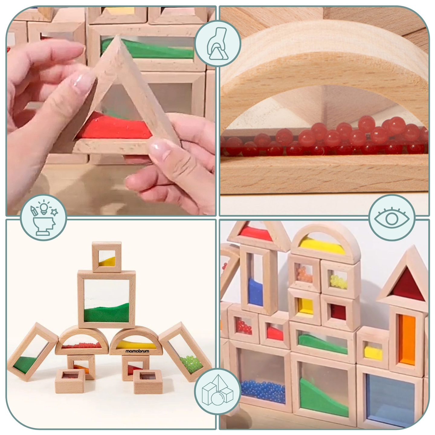 Puisten aistipalikoiden setti erilaisilla täytteillä - 15 kappaletta