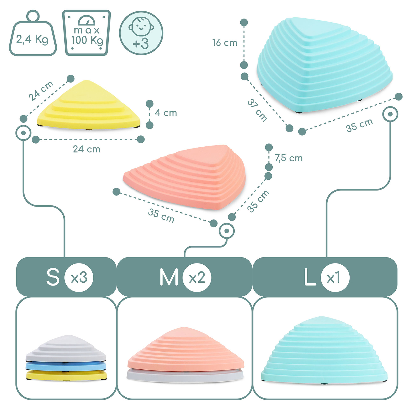 Värikkäät tasapainokivet - 6 kpl