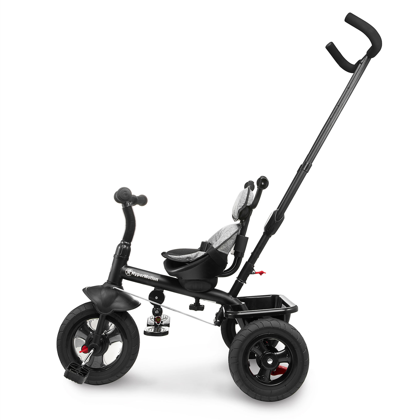 Kolmipyörä 1-4-vuotiaille lapsille - TOBI FREY - harmaa väri - kääntyvä - pumpatut pyörät + työntöaisa