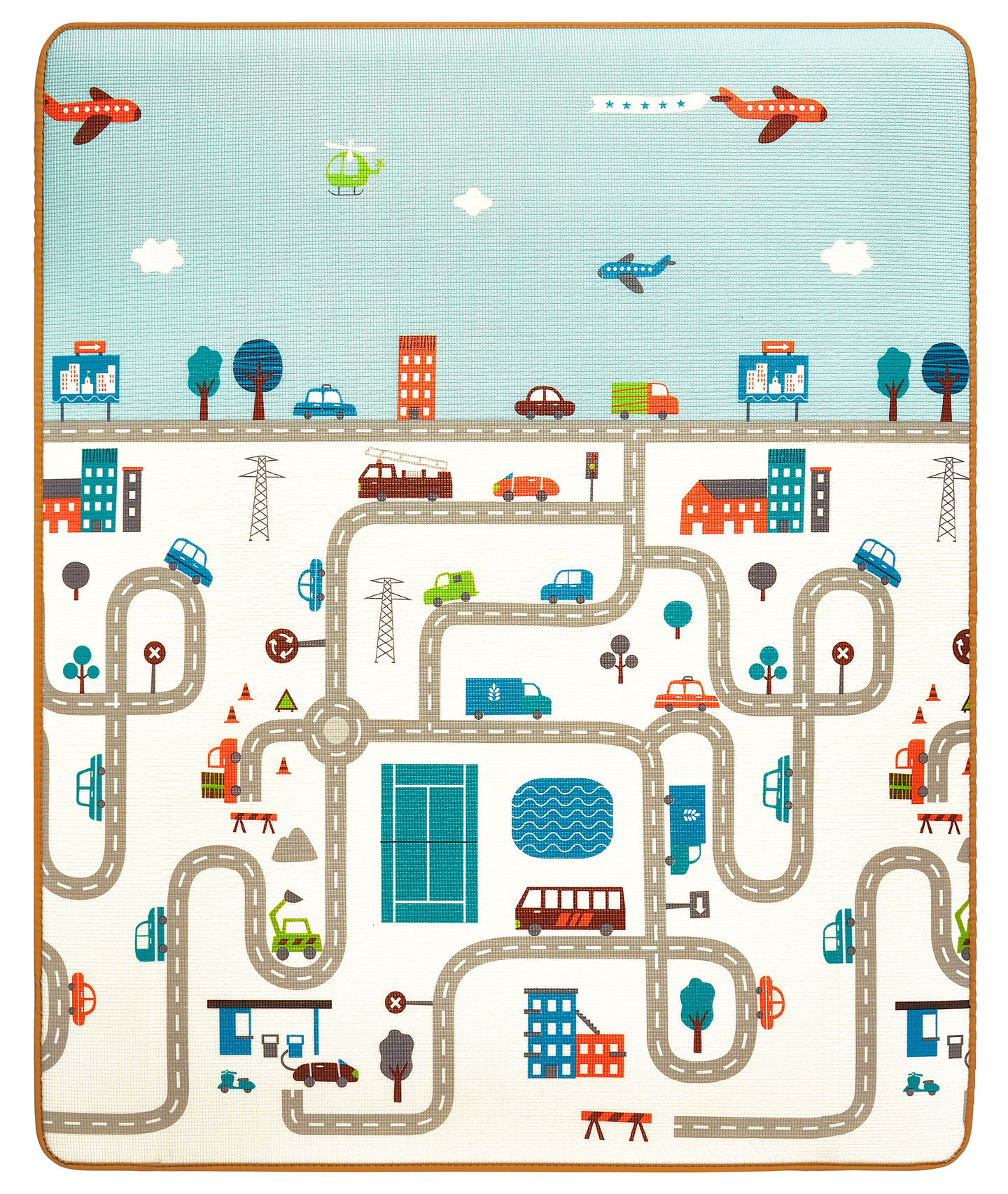 Kaksipuolinen vaahtomuovimatto XXL - rulla 2 CM (tie ja siksakit)