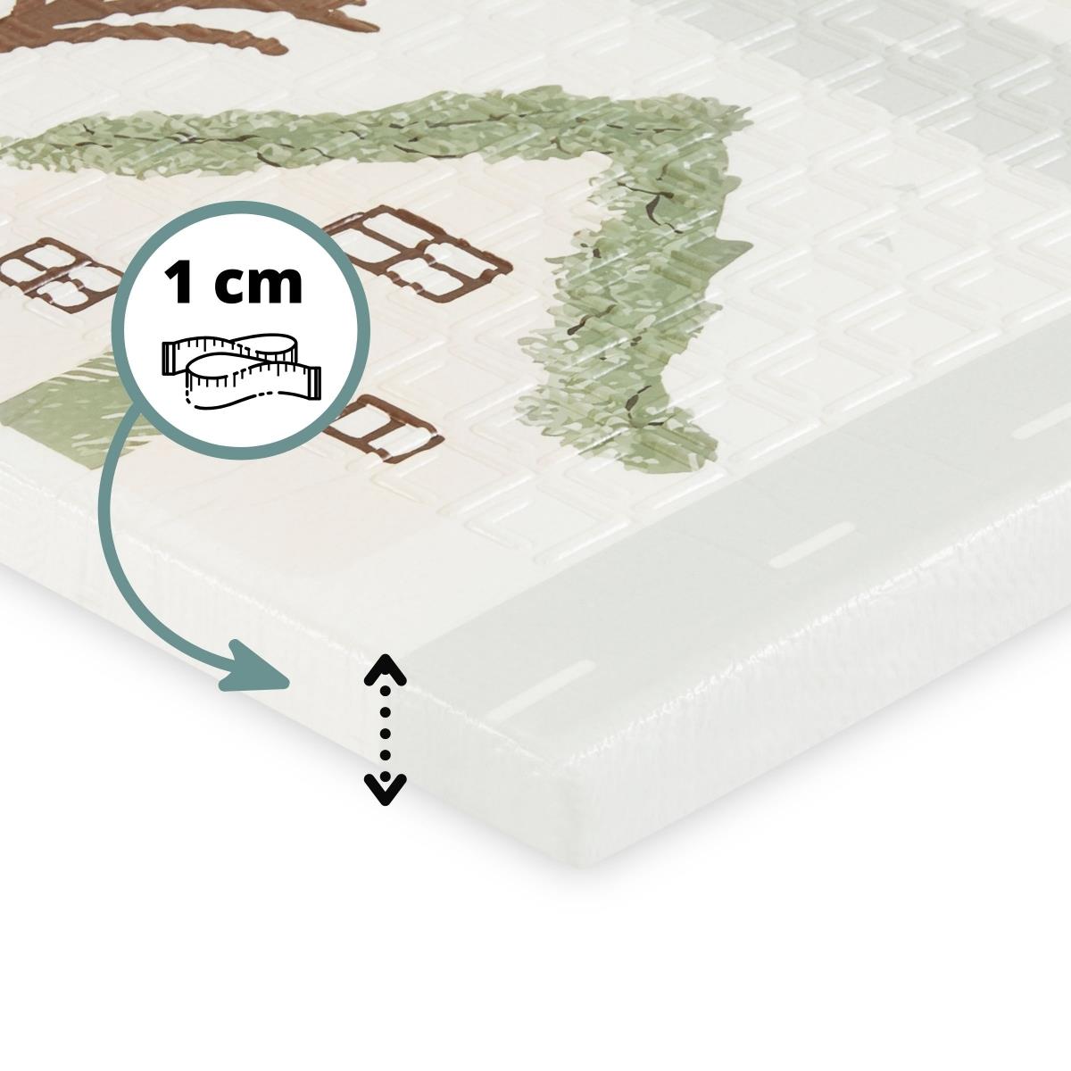 Kaksipuolinen kokoontaitettava vaahtomuovimatto 180 x 120 x 1cm - Charming Town/hiekkapohjainen beige