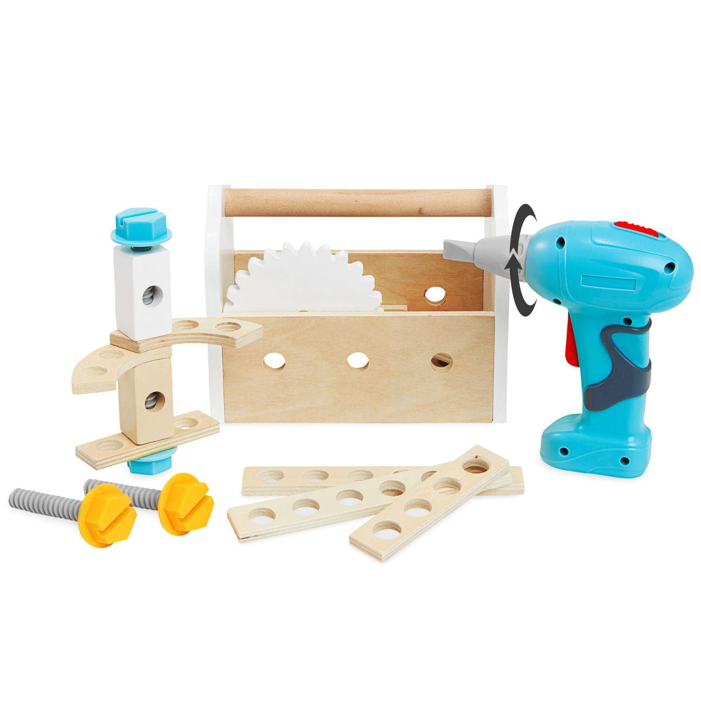 XXL Suuri puinen työpaja työkaluineen - DIY-sarja, 74 elementtiä