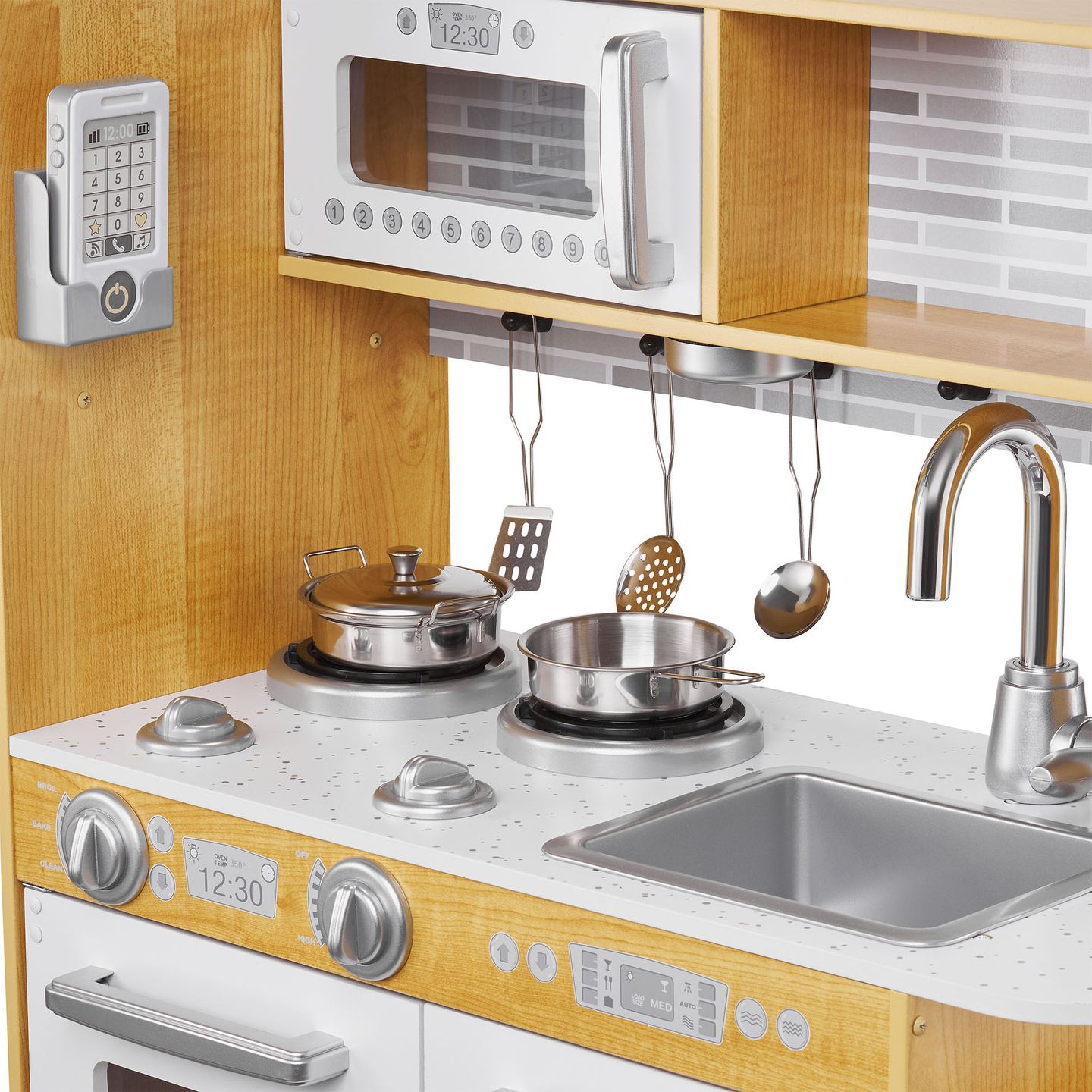 XXL puinen keittiö LED-valaistuksella, esiliina ja lisävarusteet