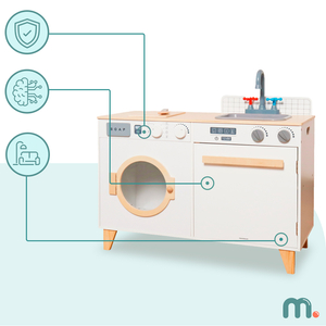 Puinen pesula ja keittiö - 2-in-1 kodin setti lapsille