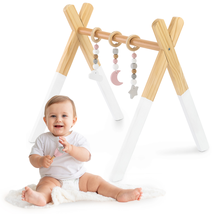 Baby Gym puinen opetusjalusta - valkoinen väri
